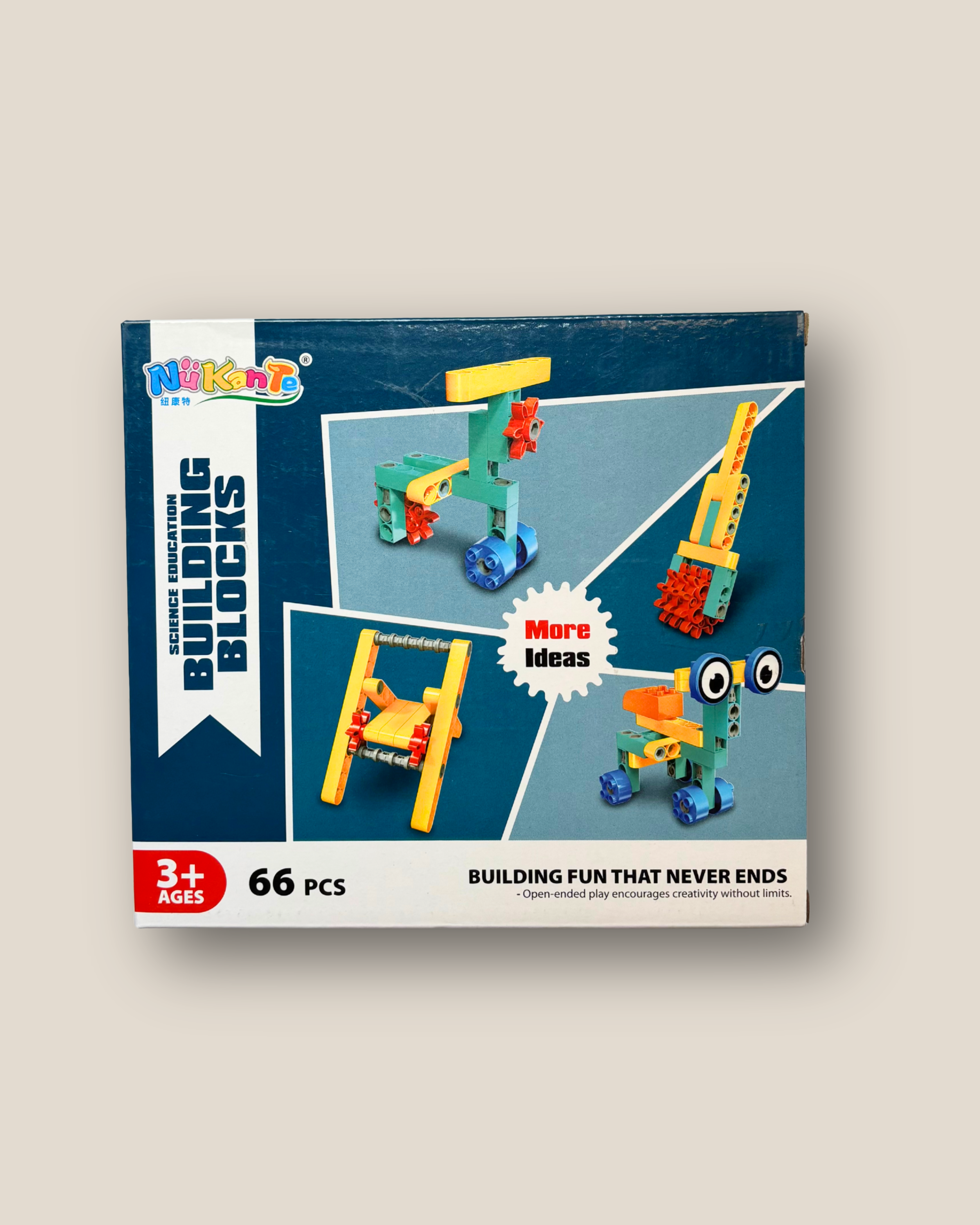 NiKanTo Building Blocks 66 Pieces - STEM Construction Toy Set for Kids Ages 3+ with Endless Creative Possibilities